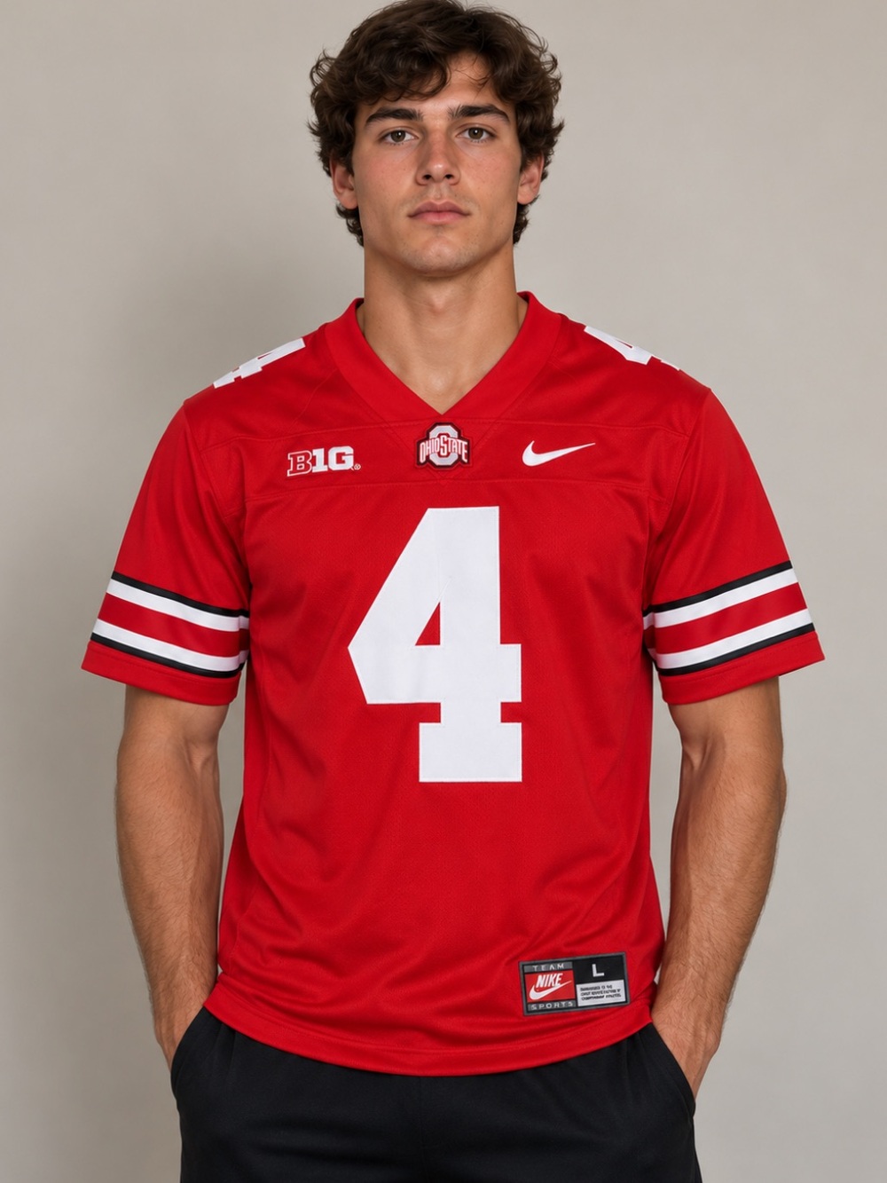 Nike Ohio State Buckeyes Jeremiah Smith #4 Football Jersey Red Men’s L